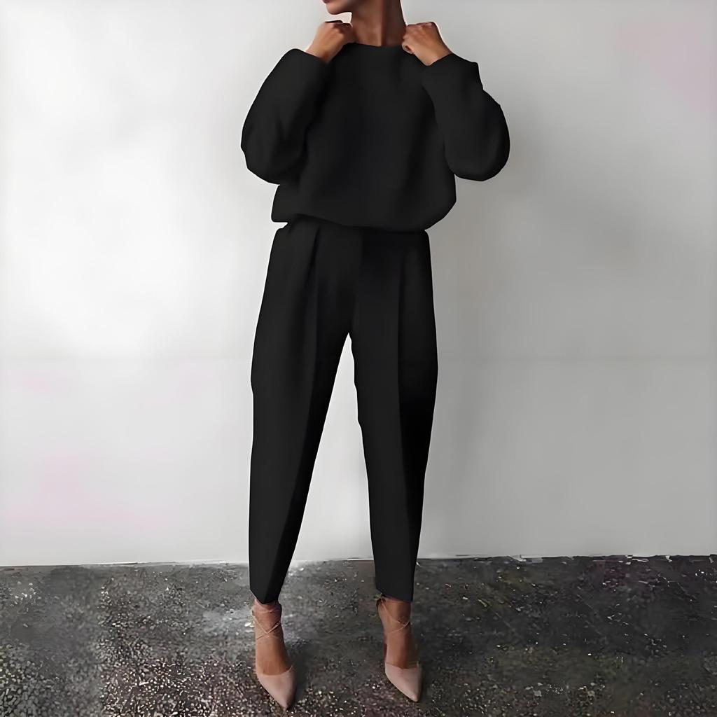 Women's Solid Color Long Sleeve Two-Piece Set - New Autumn/Winter Fashion