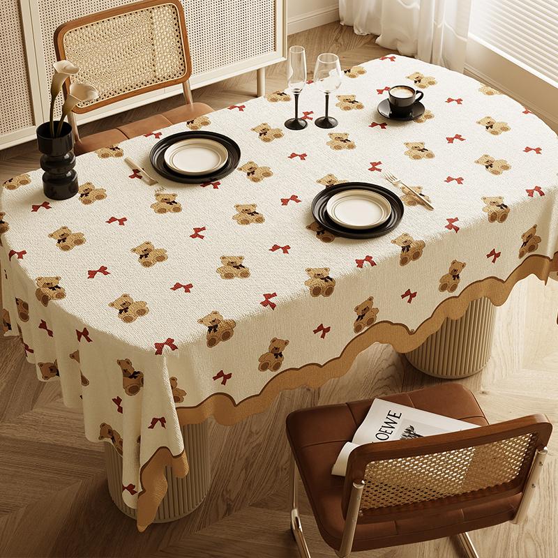 Printed Pattern Cartoon Dining Tablecloth Waterproof Heat-resistant Tea Table Cover Cloth Light Luxury High-end Fabric Decorate