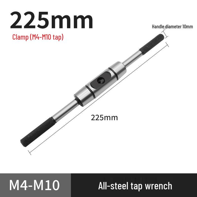 Adjustable Ratchet Tap Wrench with Extension Rod, All-Steel Manual Tapping Tool