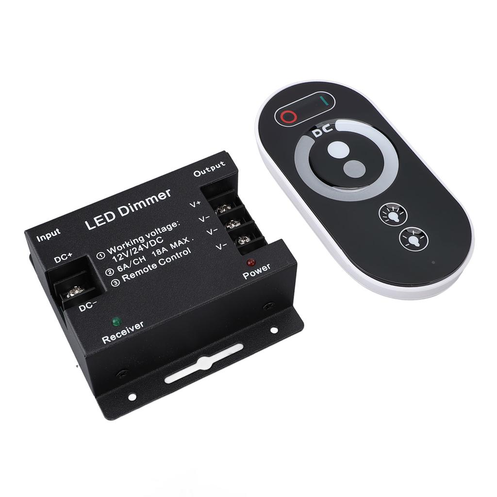 Dimmer Switch DC 12V‑24V 18A PWM LED Light Strip Dimmer with RF Remote Control Adjust Brightness Dimmer Light Switch