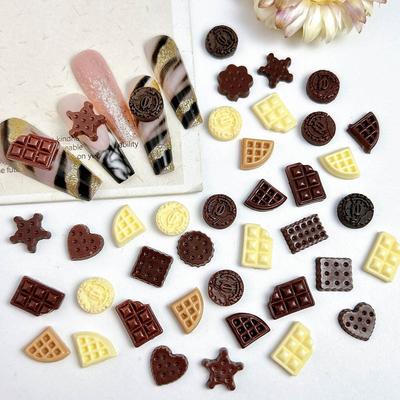 Simulation Chocolate Cookies Hot-Selling Nail Art Decorations Mixed Cute Round Cookies and Pentagram Nail Art Decoration Material Kit