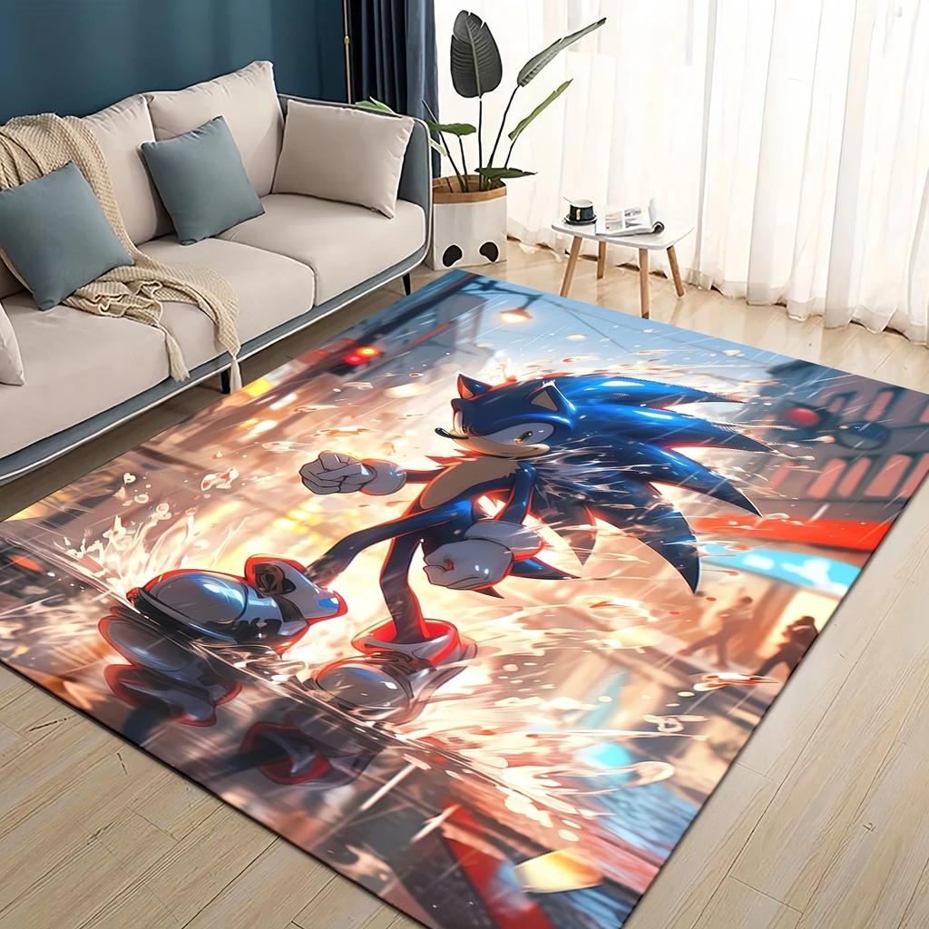 Cartoon 3D S-Sonics Retro Carpet Rug for Living Room Bedroom Home Sofa Decoration,Kids Play Non-slip Floor Mat