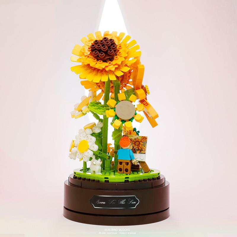 Piano Bricks Eternal Rose Block Lnstrument Flower Building Blocks Mini With Light Home Decor Christmas Gift Toys For Child Adult