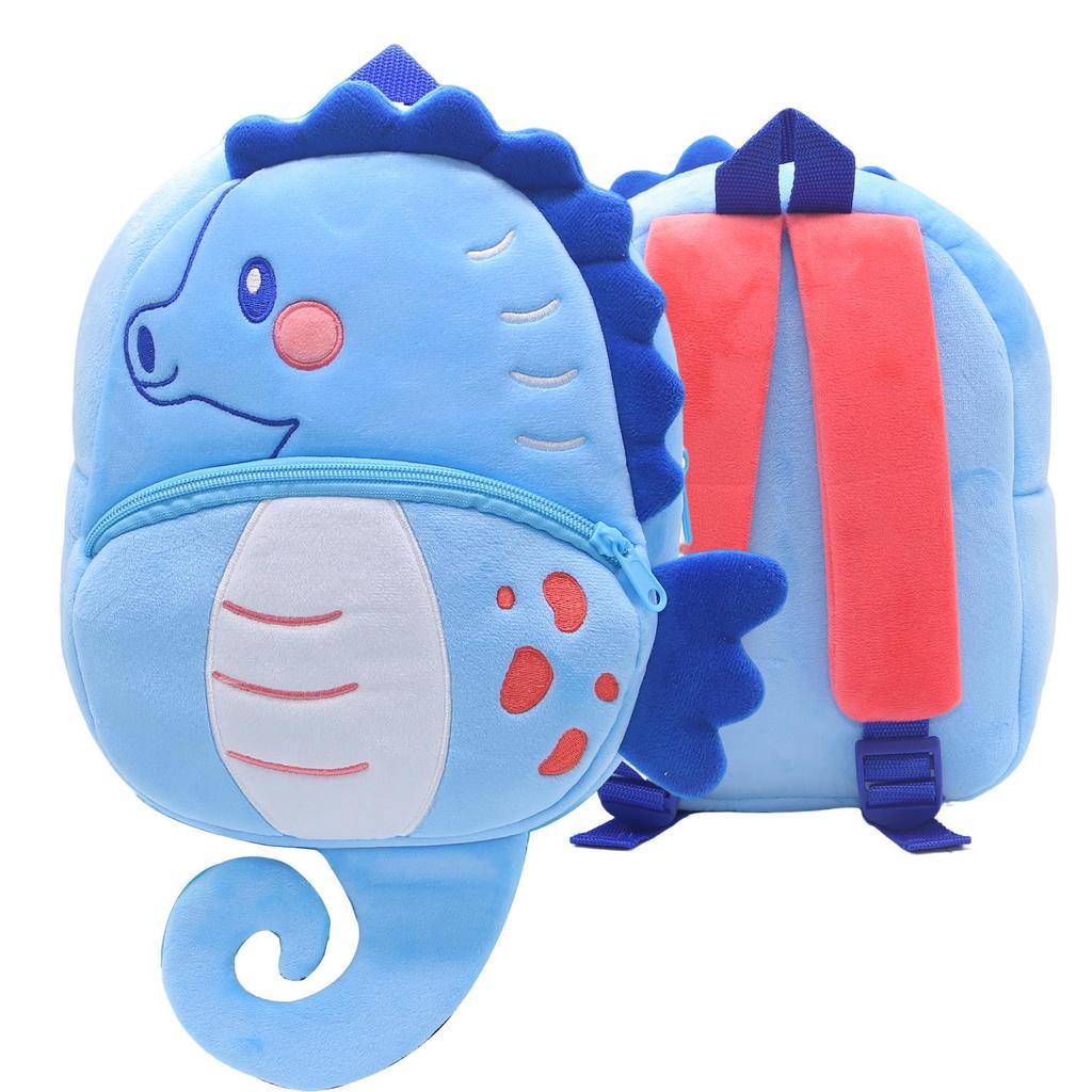 Cute Cartoon Animal Plush Backpack for Kids - Customizable Print, Toddler & Kindergarten Size