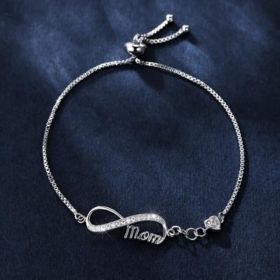 Pulsera de cadena de eslabones de circonia cúbica Infinity Mom, diseño geométrico, joyería de lujo ajustable para mujer, regalos para mamá