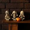 Desktop Gothic Decor 3 Pcs Halloween Skeleton Statue, Hear No See Speak Collectibles for Home Evil Figurines, Craft Ornament Party Funny Figurines