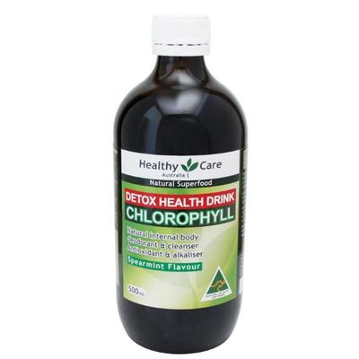 Healthy Care Tekutý chlorofyl Detoxikační nápoj Máta 500 ml