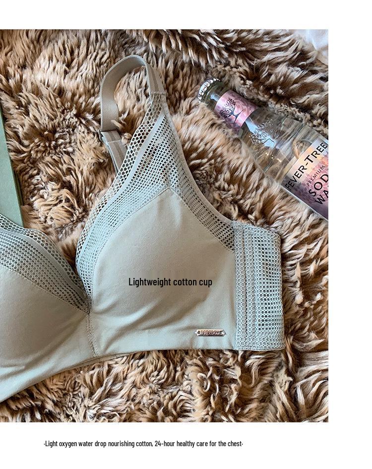 High-End Minimalist Glossy Wire-Free Bra: Comfortable, Breathable, Small Bust, Thin Cup Women's Underwear.