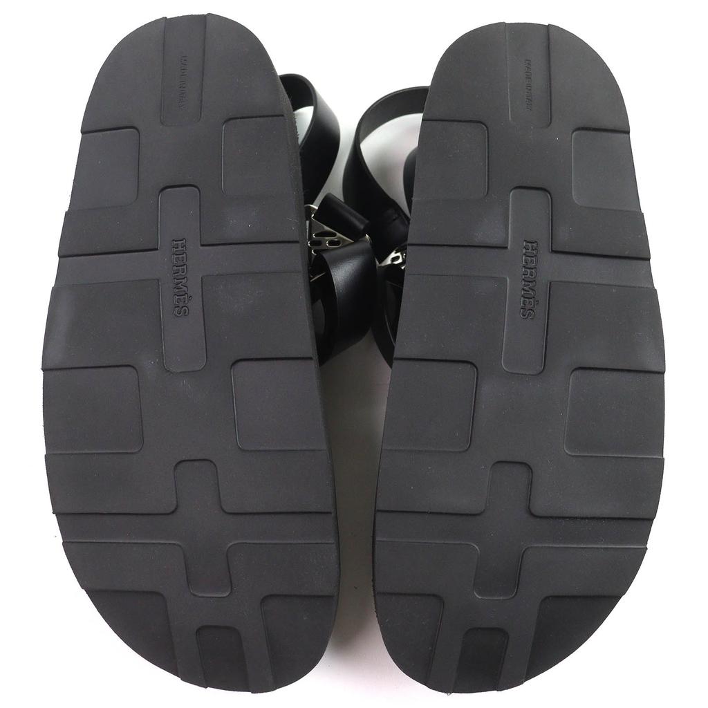 HERMES Sandals Galaxy H Diama Leather Strap black Women 37.5 231162Z Used