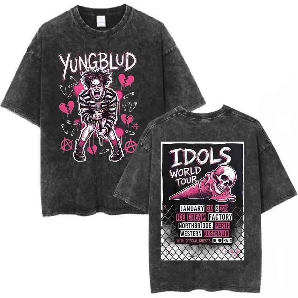Washed Vintage Singer Yungblud IDOLS Album Merch Tshirt Men Women Clothing Fashion Short Sleeve Cotton Casual Oversized T Shirt