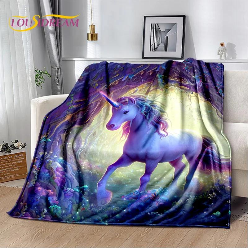 HD Unicorn Cartoon Cute 3D Dream Girl Blanket,Soft Throw Blanket for Home Bedroom Bed Sofa Picnic Travel Office Cover Child Gift