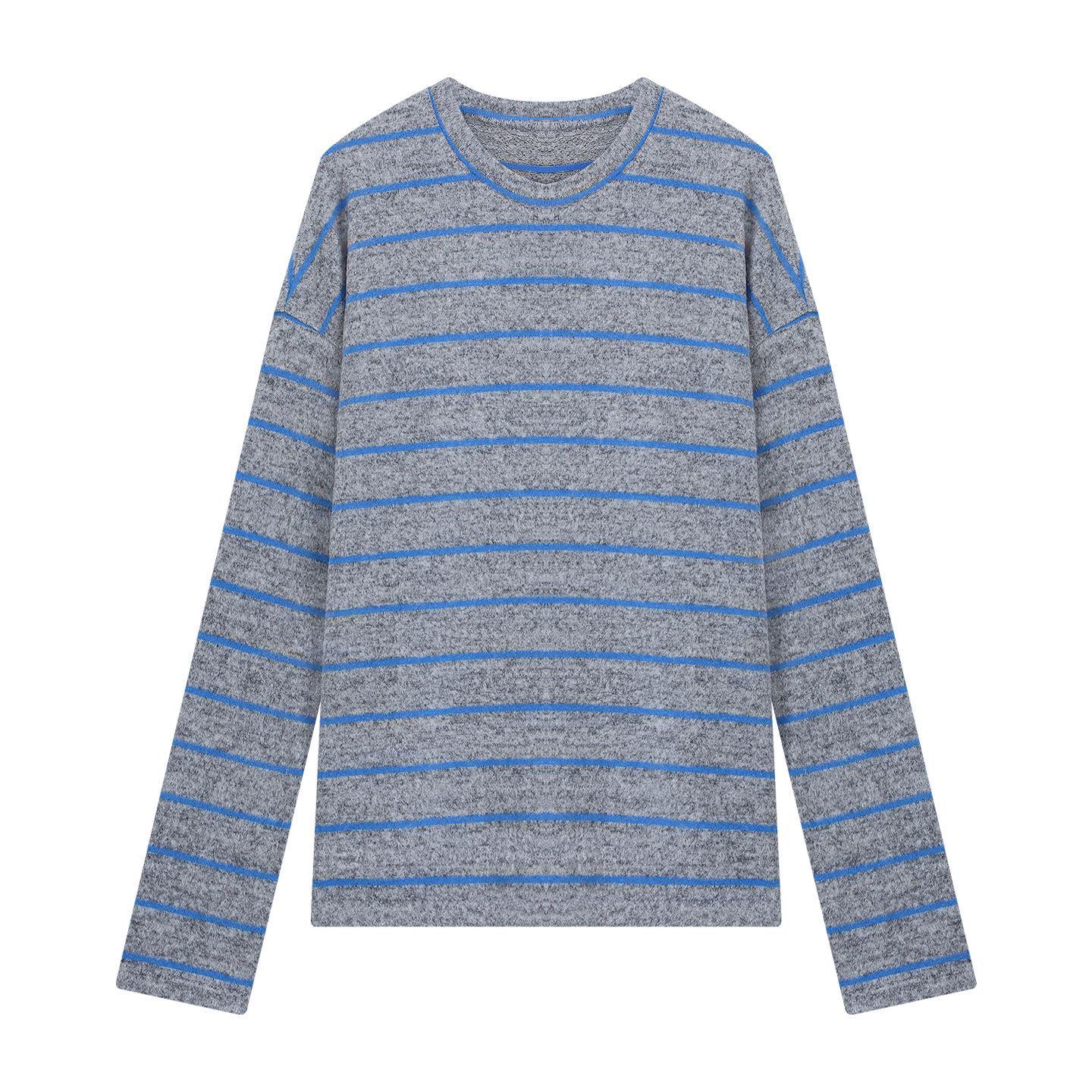 

Women s Elegant Color Block Striped Long Sleeve Loose Pullover Top S сірий колір