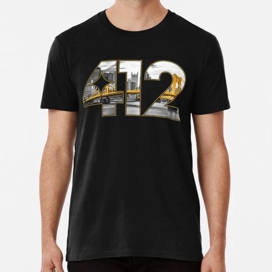 412 Pittsburgh Skyline Size S to 5XL Made in the USA T-Shirt 3XL