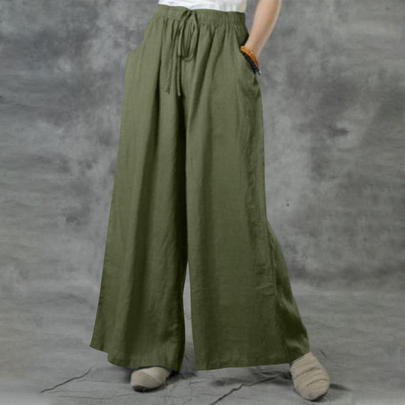 

Spring and Summer Korean Version of Wide-leg Pants Women s High-waisted Thin Cotton and Linen Trousers Loose and Versatile Trend Casual Pants 5XL