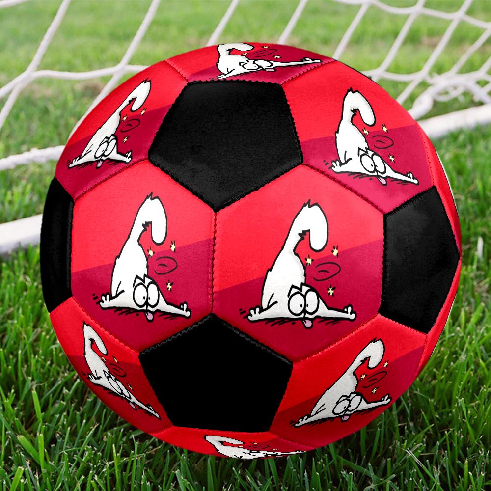 Simon's Cat Cute Cartoon Indoor Soccer Ball Colorful Machine Stitched PVC Size 5 Team Training Competition Ready Durable High-Bounce Cool Sports Gift