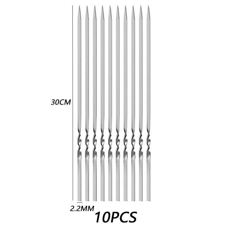 10/20Pcs Stainless Steel Barbecue Skewer Reusable BBQ Skewers Kebab Iron Stick For Outdoor Camping Picnic Tools Cooking Tools