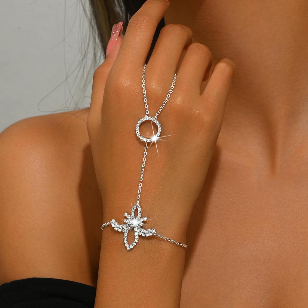 Trendige Strass-Fingerlose Handkette mit europäischem und amerikanischem Flair