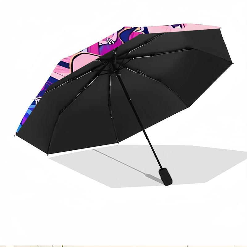 KPop Demon Hunters Print Automatic Open Close Umbrella, Portable Foldable Umbrella, for Outdoor Commute Camping Trip, Ideal Birthday Gift