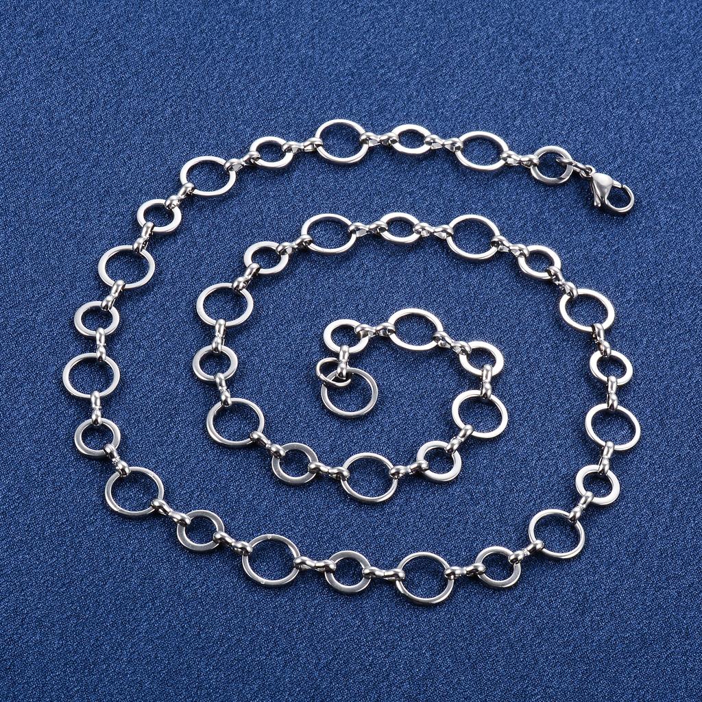 10mm Handmade Stainless Steel Necklace Round Circle Link Chain for Women Men Geometric Gold Color Plated Choker Metal Jewelry