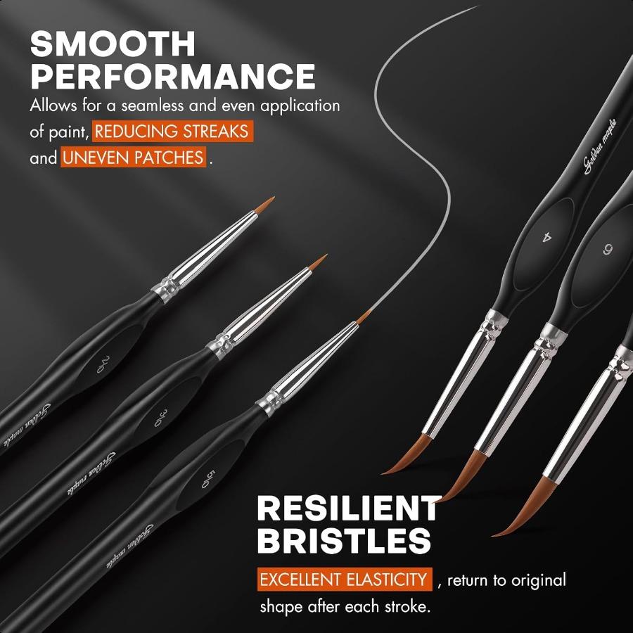 Golden Maple Detail Paint Brushes Set 10pcs Miniature Brushes for Fine Detailing Art Painting Acrylic Watercolor Oil Models