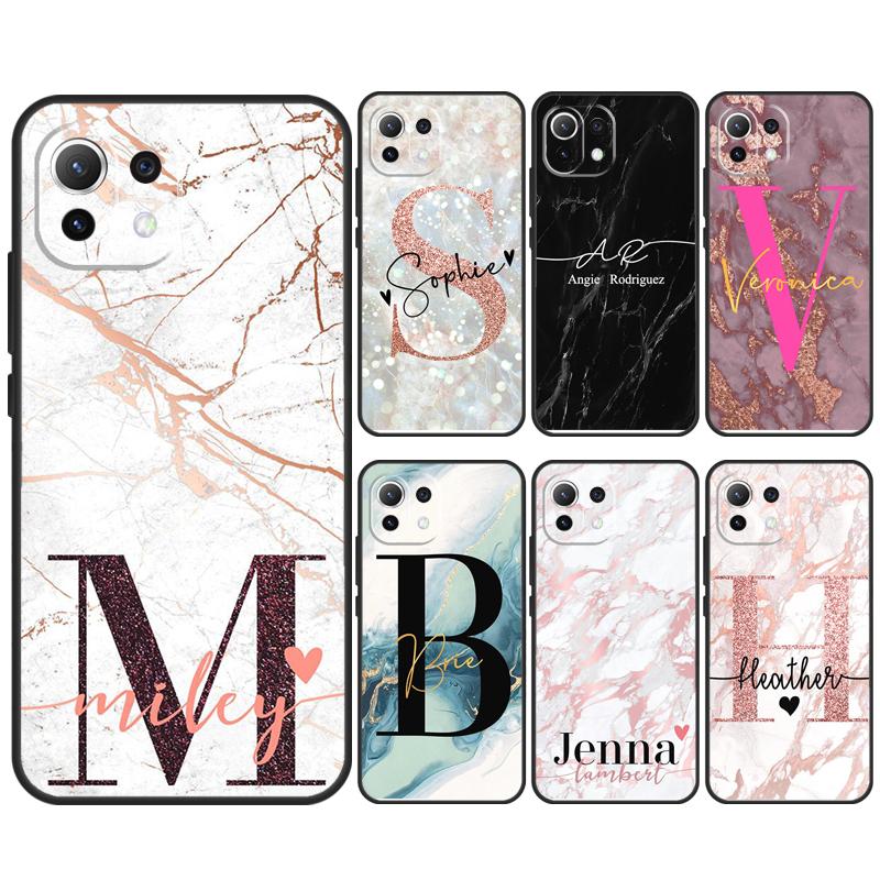 PERSONALISED initials name Rose Gold Cover For POCO M6 X6 Pro X3 X4 X5 M5s F3 F5 Xiaomi 13T Pro 11T 12T 12 13 Lite 14 Ultra Case