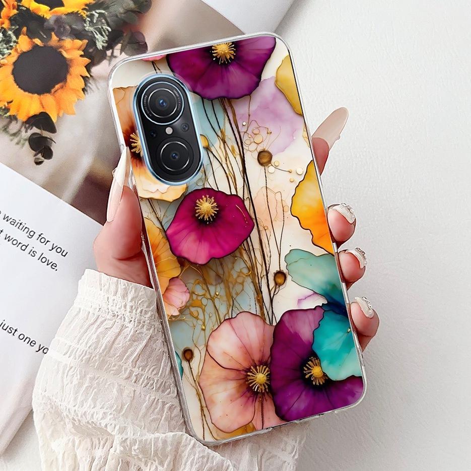For Huawei Nova 9 SE Case Nova9 Pro Luxury Flowers Painted Cover Soft Slim Phone Case For Huawei Nova 9 Pro Nova9 SE Fundas Bags