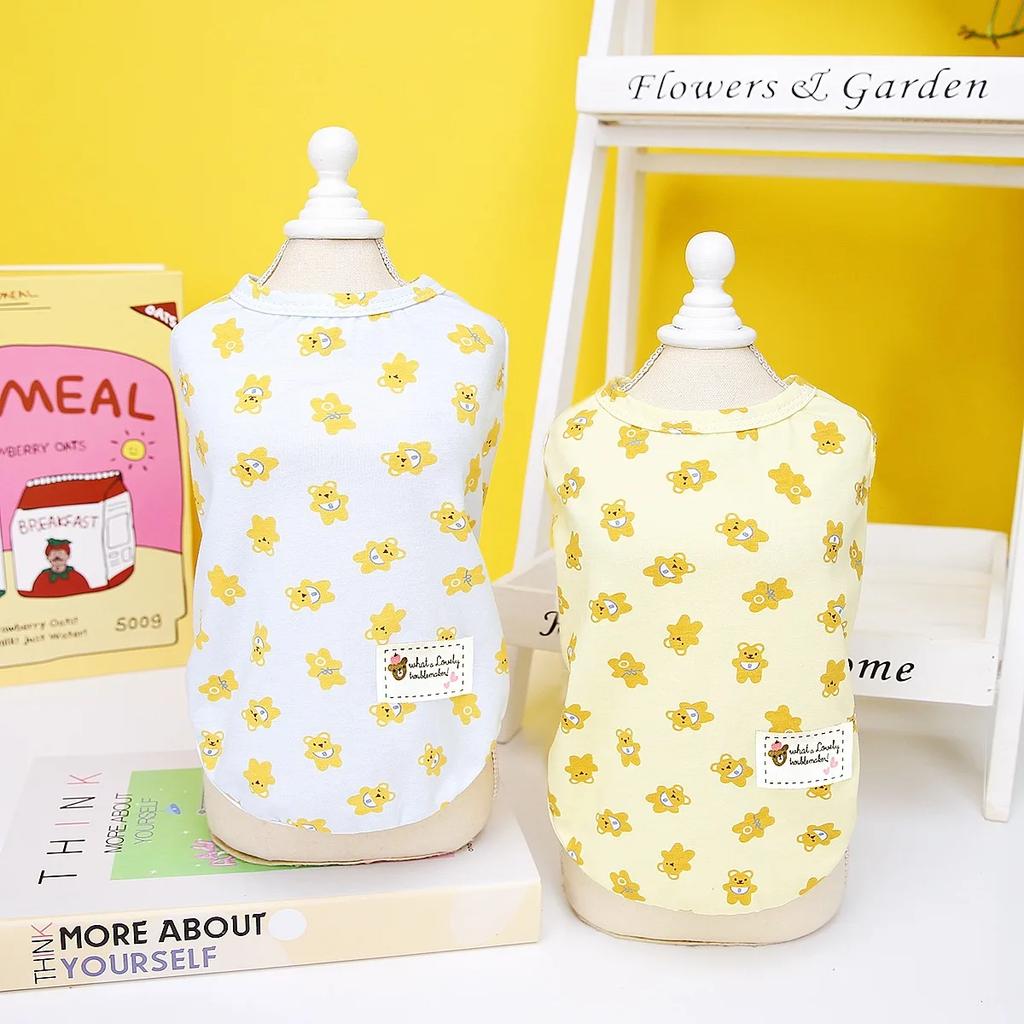 Summer Pet Vest Pet Dog Clothes T-shirt Bear Clothing Cotton Dogs Pet Vests Chihuahua Breathable Girl Pug Pet Vest York Teddy