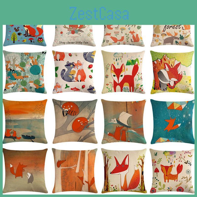 Versatile 18'' Cartoon Fox Pillow Case Cushion Cover For Stylish Living Spaces