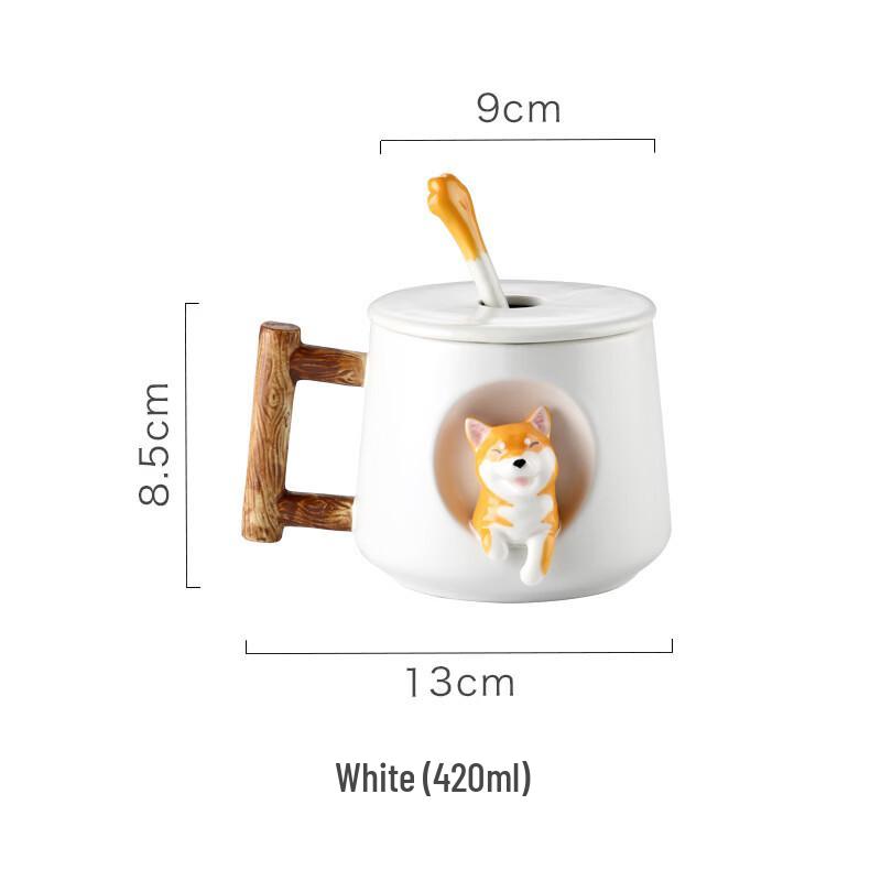 Shangqi Cartoon Ceramic Mug with Lid and Spoon