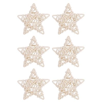 6 Stück DIY Bastelarbeiten Natur Rattan Sterne für Hochzeitsfeier Weihnachtsdekoration(Weiß)