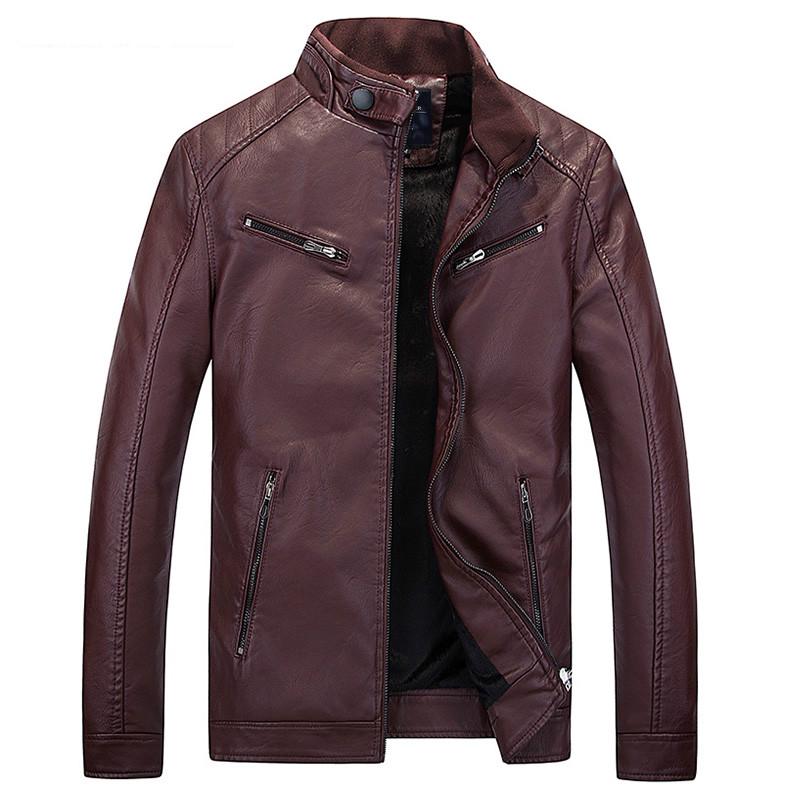 Winter Leather Jacket Men Waterproof Fleece Warm Male Leather Jacket High Quality Coats Motorcycles 