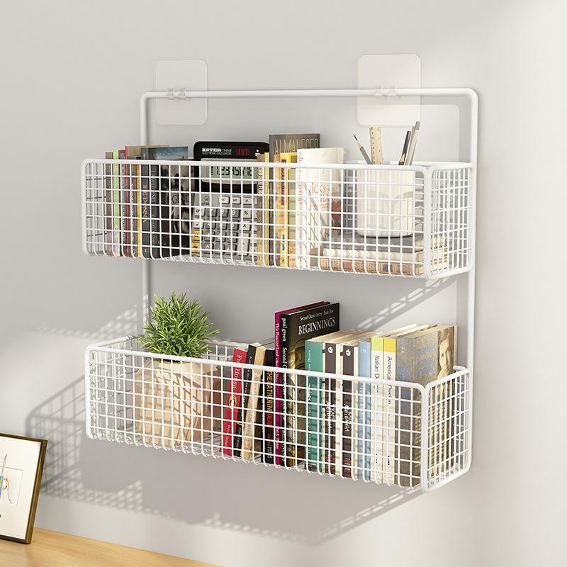 Black Wall Mounted Bathroom Shelf Shower Shampoo Rack Toilet Accessories Kitchen Perforated Free Condiment Storage Basket