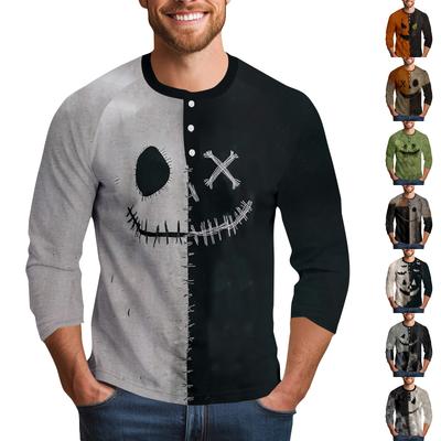 Men's Halloween Printed  Collar Three-Quarter Sleeve