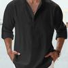 Yousheng Men Shirt Stand Collar Roll-up Long Sleeve Pullover Tops Pure Color Loose Fit Casual Shirt Travel Party Daily Wear