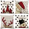 Christmas Pillow Cover Cartoon Santa Claus Elk Print Cushion Cover Sofa Cushion