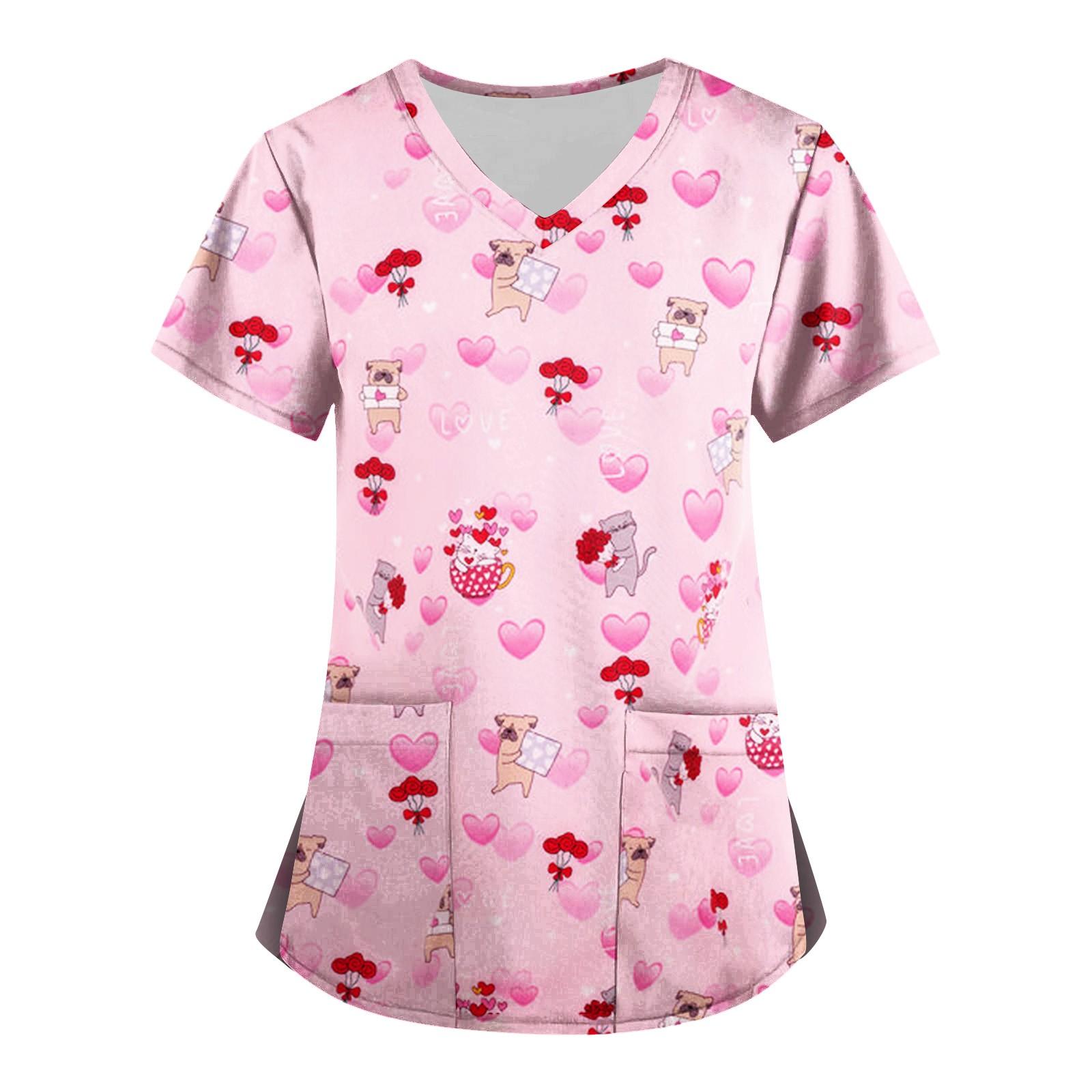 

(SU)Женская мода с v-образным вырезом, короткими рукавами и карманами, топы с принтом