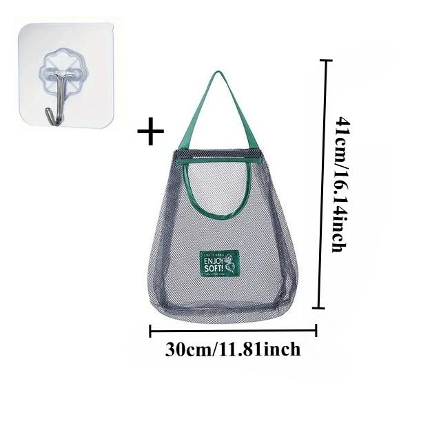 1PC Reusable Hanging Mesh Storage Bag – Kitchen & Household Organizer for Ginger, Garlic, Potatoes, Onions (Single/Double Layer)