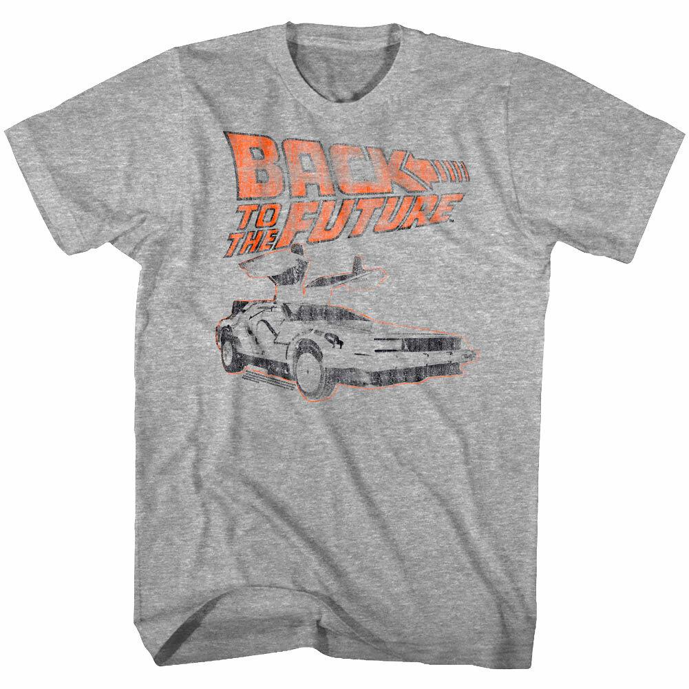 Back to The Future Vintage DMC Delorean Car Men T Shirt Distressed Movie Logo L
