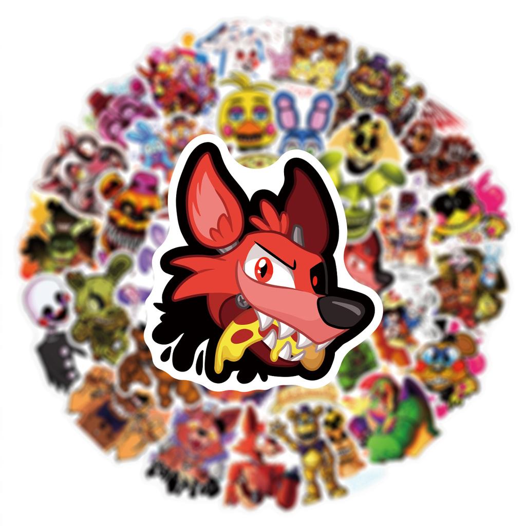 50Pcs Cute Stickers Five Nights At Freddys Cartoon Anime Pattern Sticker Notebook Cup Decorations