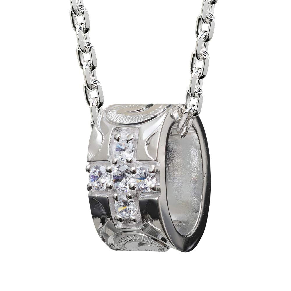 

BYTHESEA Hawaiian Jewelry Birthstone Insert Available Purchase Silver Zirconia Cross Tube Length 40cm Necklace, (Additional Charge, Separately), 925,