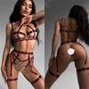 Bra Set Tight straps sexy cleavage bondage perspective Lingerie set Underwear women hot sexy clothes woman Thong Sex shop xxx