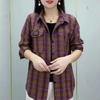Checkered Long Sleeve Cotton Shirt for Women Fashionable Middle-aged Mother Spring Summer Trendy Casual Shirts Top