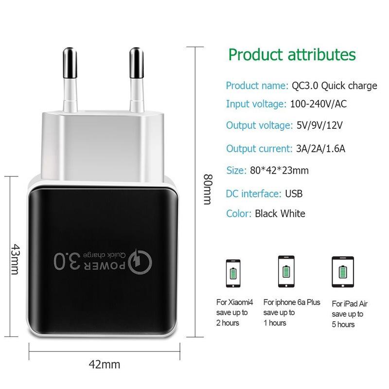 3.0 Fast Travel Wall Charger USB Phone Adapter Charge Bank For OPPO A55 A53S A93S A74 A94 5G A53 Type-C USB Cable EU Plug