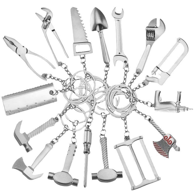 Fast Shipping Sturdy 122mm Hardware Tool Screwdriver Chainsaw Wrench Axe Pliers Ruler Saw Metal Keychain
