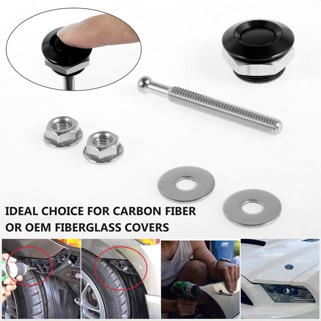 KindnessJP 4PCS Car Hood Pin Stainless Steel Car Bumper Latch Kit Aluminum Alloy Hood