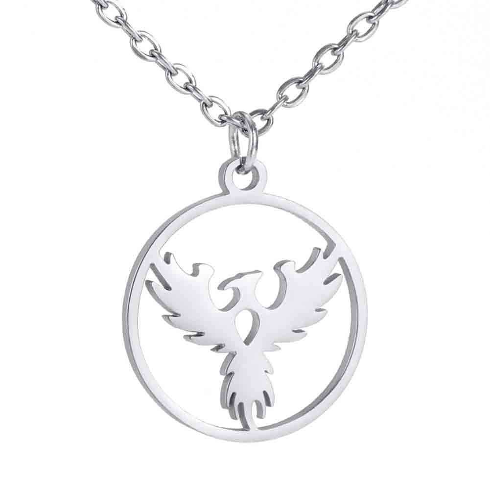 Dawapara Phoenix Guardian Animal Necklace Mythology Bird Pendant Protection Strength Symbol Stainless Steel Women Necklace