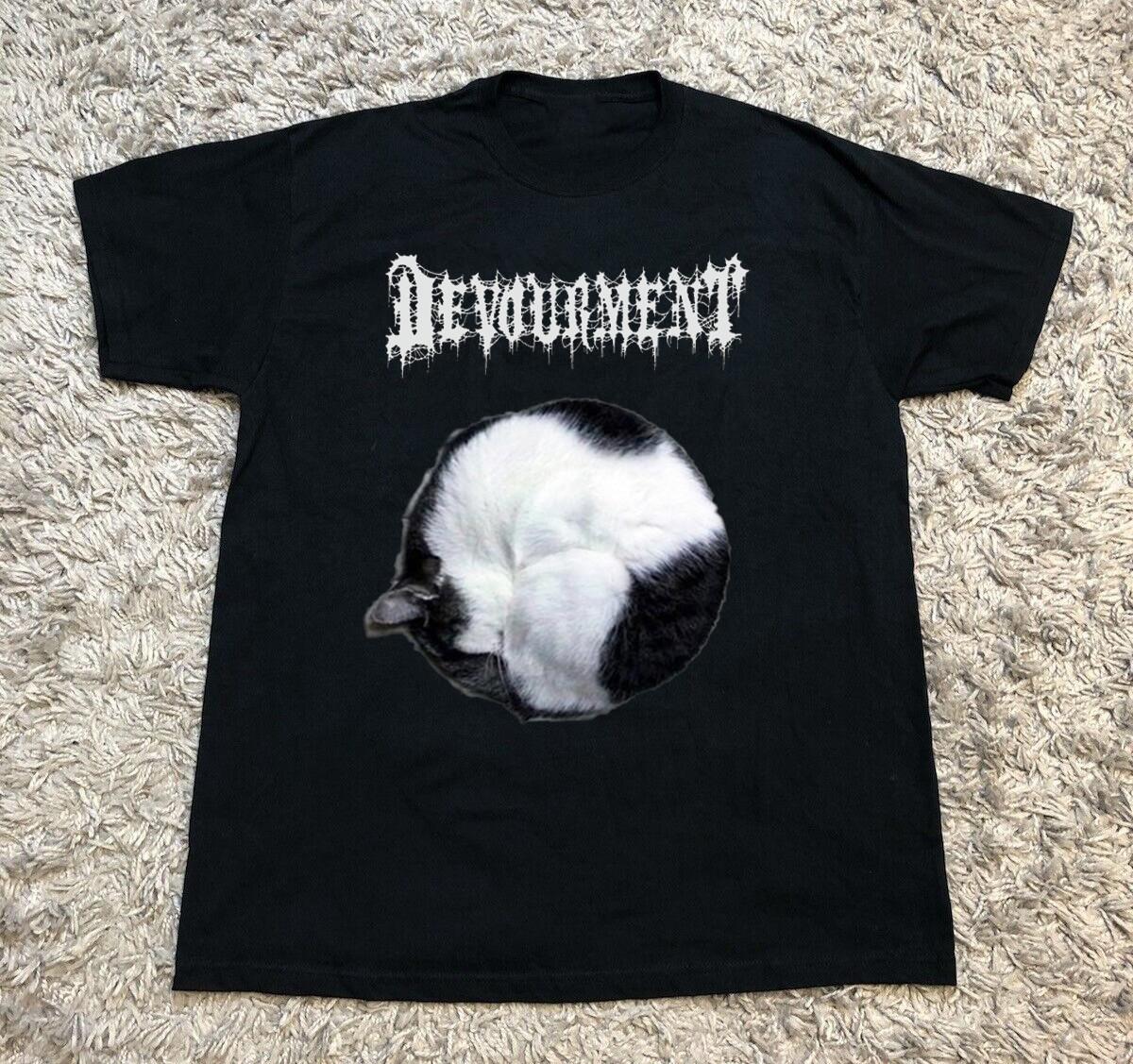 Funny Cat Devourment Band Cat Cute Black All Size Shirt M