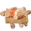 Handmade Wooden Tea Light Candle Holder with Glass Cup, Rustic Country Coastal Style for Farmhouse Home Decor Wedding Decoration