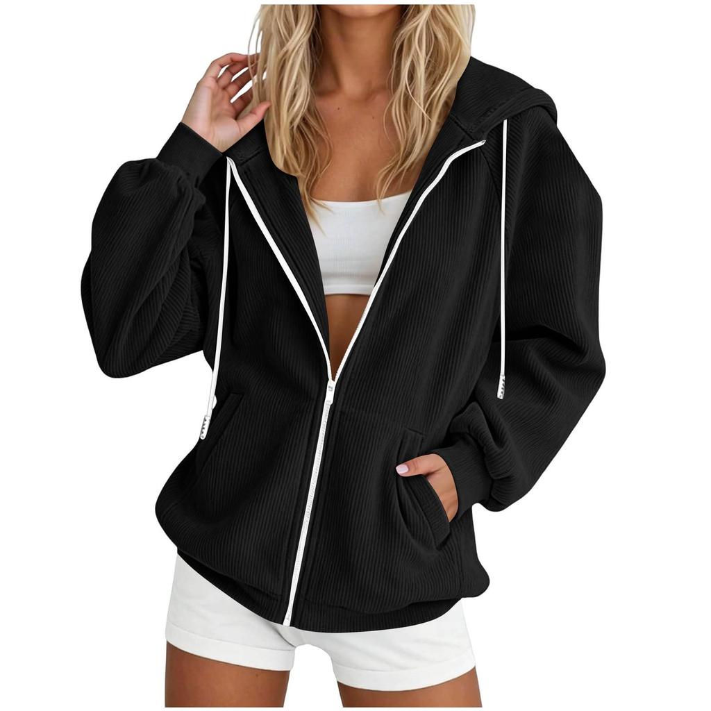 Sudadera con capucha y cremallera informal para mujer, talla grande, manga larga, corte holgado, para uso diario