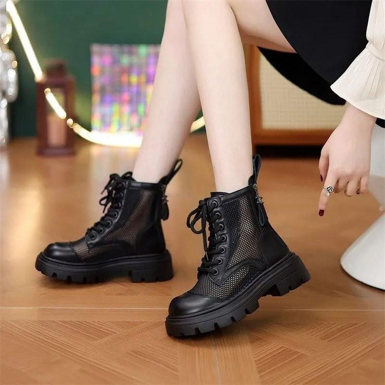 Summer thin Martin boots women's mesh super breathable hollow advanced sense new thick-soled short boots